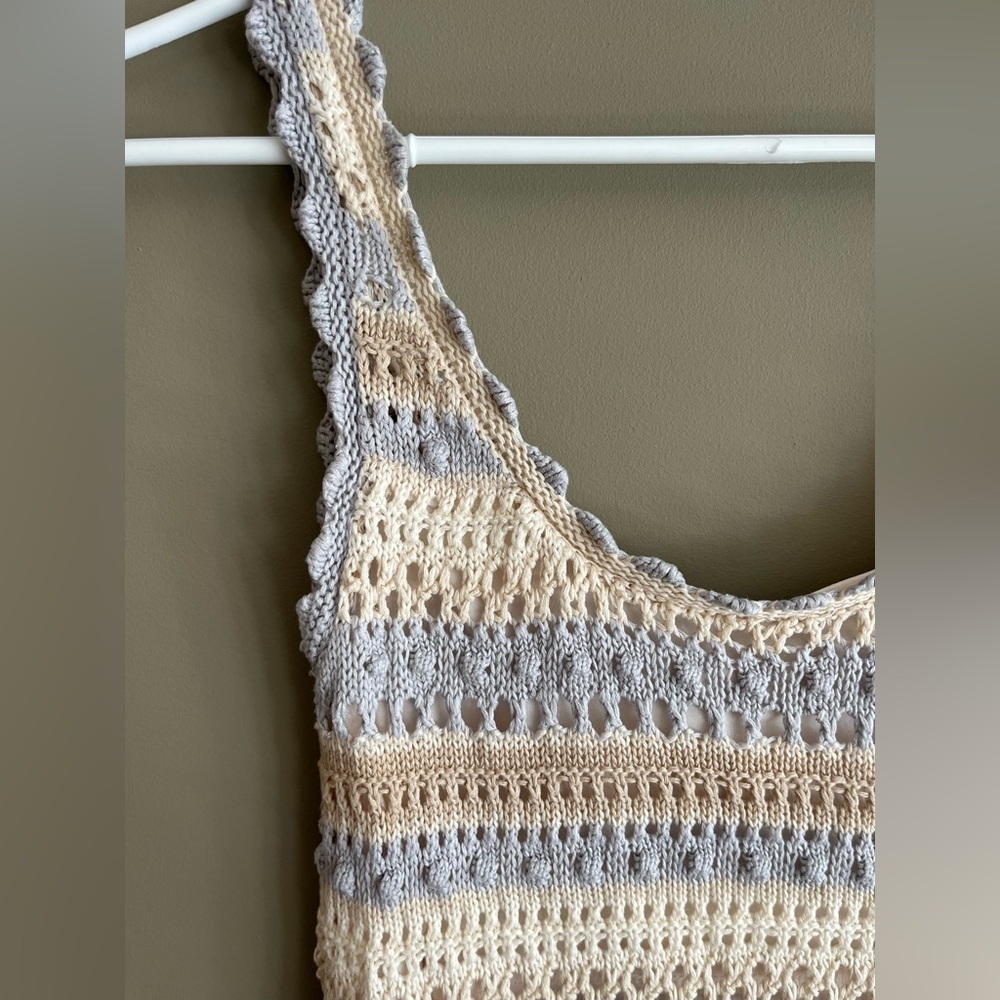 JESSICA SIMPSON Matching Crochet Set Maxi Skirt & Top - Blue & Cream size small - Picture 11 of 14